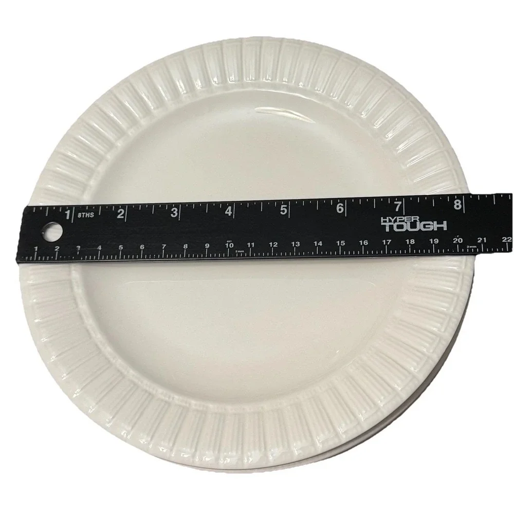 Pier 1 Lunca Blanca White Salad Plate Set of 4 Dishwasher Safe 8